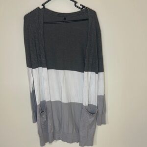 Colorblock Open Front Cardigan